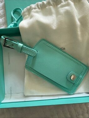 Tiffany & Co. Tiffany Blue Leather Luggage Tag with Strap